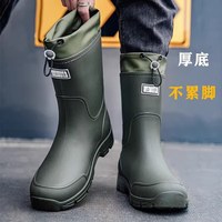 AEKJ耐磨时尚雨鞋男中筒防滑防水鞋女士雨靴洗车钓鱼外送胶鞋四季水靴 军绿色 39