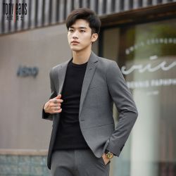 Tony Jeans 汤尼俊士春秋款男士商务休闲西服套装韩版修身新郎结婚西装两件套