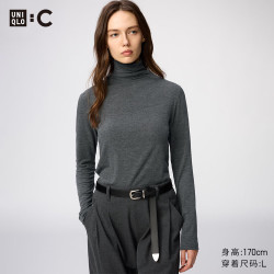 优衣库 HEATTECH混纺高领T恤/长袖女装合作款保暖内衣9%羊绒485824 07 青灰色 XS