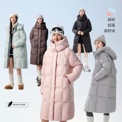 雪中飞 长款羽绒服女款2026冬季新款时尚百搭过膝连帽加厚保暖外套