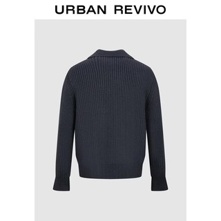 URBAN REVIVO UMF960003 肌理感POLO领短款针织衫