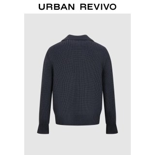 URBAN REVIVO UMF960003 肌理感POLO领短款针织衫