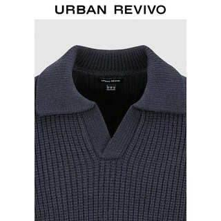 URBAN REVIVO UMF960003 肌理感POLO领短款针织衫