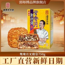 郭师傅 鸳鸯叉烧皇五仁大月饼礼盒装750g广式伍仁月饼中秋节送礼品