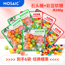 马赛克 西瓜形泡泡糖120g/3包+彩豆软糖120g/3包 西瓜彩豆糖