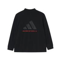 adidas 春秋季男大童经典简约棉质舒适运动休闲半高领长袖T恤