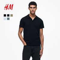H&M 修身版 男士Polo衫 黑色 L