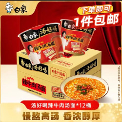 白象 方便面 汤好喝辣牛肉汤面 119g*12桶