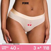 维密 PINK Logo棉质舒适低腰包臀女士内裤 7KRI浅米杏色-5838 11245838 S