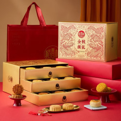 稻香村 月饼礼盒广式蛋黄莲蓉多口味三层礼盒900g