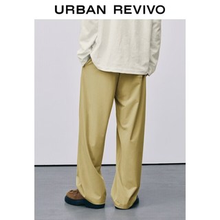 URBAN REVIVO UMM660039 松紧腰抽绳直筒裤 卡其绿 29