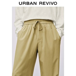 URBAN REVIVO UMM660039 松紧腰抽绳直筒裤 卡其绿 29