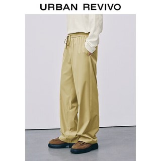 URBAN REVIVO UMM660039 松紧腰抽绳直筒裤 卡其绿 29