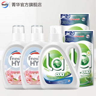 威露士 la有氧洗衣液4件套除菌除螨洁净 松木 1L*1瓶 +500ml*2袋+樱花1L*2