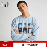 Gap 男女装秋季印花logo宽松圆领长袖卫衣休闲上衣854294 蓝色 M (170/92A)亚洲尺码
