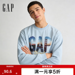 Gap 男女装秋季印花logo宽松圆领长袖卫衣休闲上衣854294 蓝色 M (170/92A)亚洲尺码