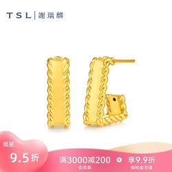 谢瑞麟 黄金耳环5D硬金时尚几何足金耳饰计价女士XR369
