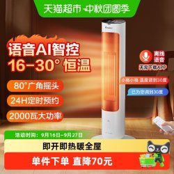 格力 智能语音遥控速热暖风机家用取暖器节能省电暖器立式电暖气