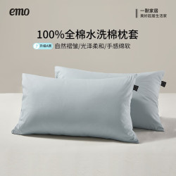 一默 枕套100%纯棉枕套单双人床上枕头套宿舍水洗棉全棉枕套一对装 天蓝 48