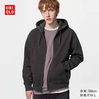 优衣库 连帽拉链运动开衫/长袖男装女装/外套卫衣/运动衫486119 08 深灰色 S