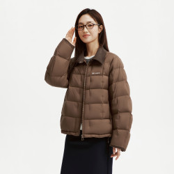 坦博尔 轻薄羽绒服女士26年新款短款翻领春秋廓形外套62350266松塔棕165