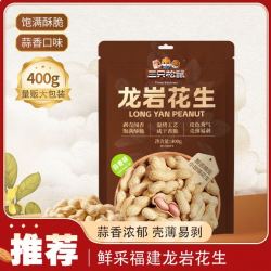 三只松鼠400g袋装蒜香酥脆花生坚果炒货办公室零食两袋