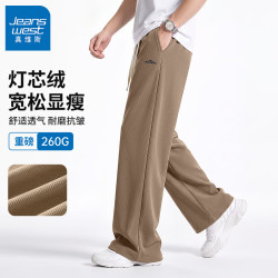 真维斯 抗皱舒适男士春秋新款灯芯绒阔腿裤 卡其#ZS笔刷山X  两色可选