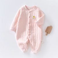 爱贝迪拉 新生婴儿衣服秋冬纯棉初生宝宝保暖连体衣夹棉小月龄打底a和尚服
