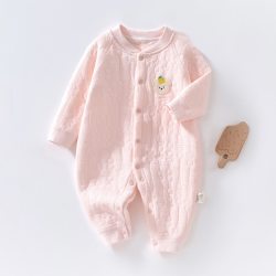 爱贝迪拉 新生婴儿衣服秋冬纯棉初生宝宝保暖连体衣夹棉小月龄打底a和尚服