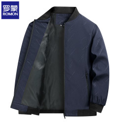 罗蒙 男士休闲印花夹克 藏青