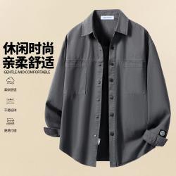 马克华菲 休闲时尚男款长袖上衣百搭春秋户外简约翻领开衫外套潮流男式衬衫