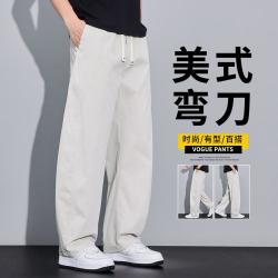 唐狮 2026日常通勤男裤夏季薄款工装弯刀阔腿裤青年百搭休闲裤子男