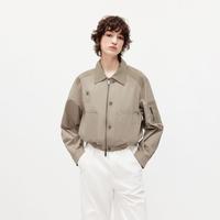 ONLY 秋季纽扣拉链双开不对称风衣女新款