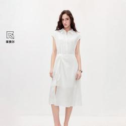 ONLY 2026秋季新款围裹式绑带无袖中长款衬衫连衣裙女