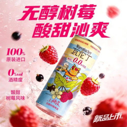 瓦伦丁 德国原装进口无酒精 树莓果啤330ml*12听 整箱装 中秋聚会送礼