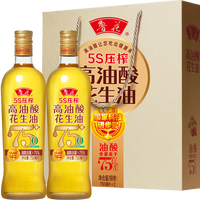 PLUS会员：鲁花 5S 物理压榨高油酸花生油750ml*2 礼盒装