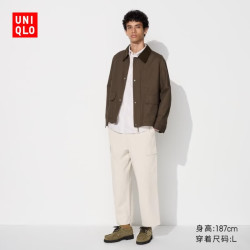 优衣库 男款/男女同款水洗宽松休闲工装九分裤/长裤479964 473177/01乳白色 4XL /185/120