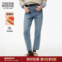 TEENIE WEENIE 轻暖绒磨毛烟管牛仔裤 浅蓝色 S(160)