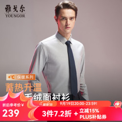 雅戈尔 VLRM119690DBY 羊毛混纺 灰色条纹 41码 长袖衬衫