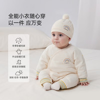 Babylove 婴儿连体衣秋冬季衣服宝宝恒温保暖薄夹棉哈衣棉服 极光蓝 66cm