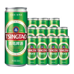 青岛啤酒 经典原麦汁浓度11°P 啤酒 纤体罐330mL 12罐