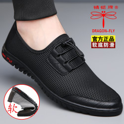 DRAGON-FLY 正品凉鞋男2025夏季新款飞织网面男士休闲鞋透气镂空凉皮鞋