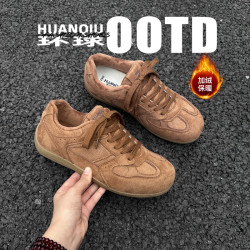 环球 男鞋小众加绒加厚德训鞋男款2026新款冬季内增高保暖休闲板鞋