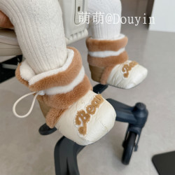 冬季6-12个月婴儿棉鞋0-1岁男女宝宝软底加厚不掉跟加绒护脚棉鞋
