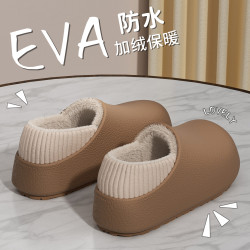 ECAC 包跟防水棉拖鞋男款外穿2025新款爆款防滑毛绒保暖家用棉拖男