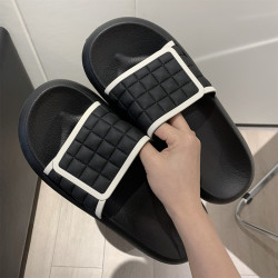 细细条 网红潮酷男士格子凉拖鞋夏日外穿时尚eva防臭一字厚底拖鞋