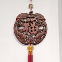 香樟木四季平安全家福挂件带流苏 尺寸28*28*1.5cm