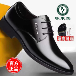啄木鸟 冬季加绒商务正装休闲鞋男士秋季黑色尖头百搭新郎结婚男鞋