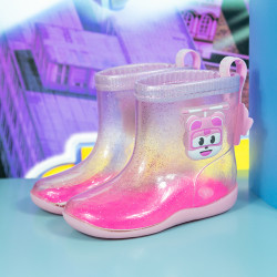 海洋鹿 CFY4防水雨靴女时尚小孩防滑轻便儿童中筒可爱加绒雨鞋宝宝