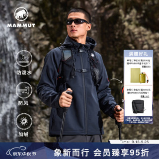 MAMMUT Clion 红标男女款户外防风保暖休闲夹克外套刺绣标软壳 黑色 M